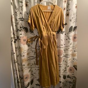 Yellow wrap dress